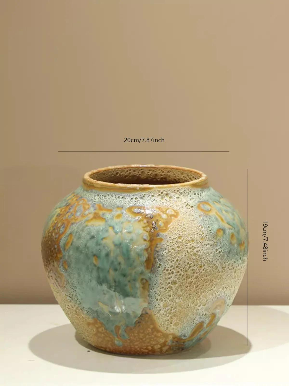 Цзиндэчжэньская керамика Ручная работа Грубая керамика Банка Ретро Ностальгия Современная Простая Ваза для сухоцветов