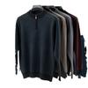 Men'S Autumn And Winter Half Turtleneck Knitted Sweater Half Zipper Middle-Aged And Elderly Bottoming Shirt Loose Light Luxury Casual Line Top