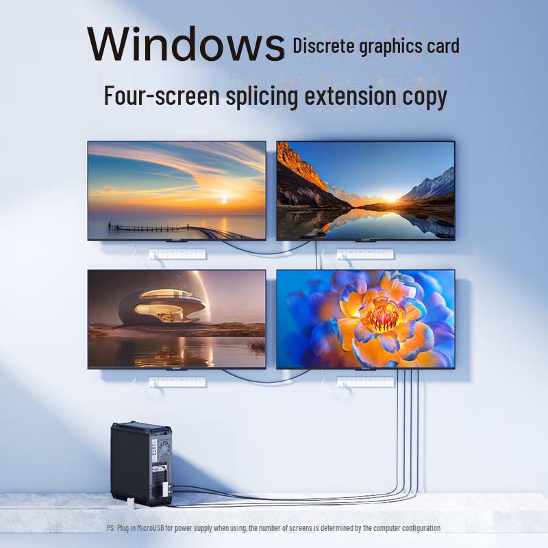 Biaz ZH225 4-in-1 4K60Hz DP zu HDMI/VGA/2DP Adapterkabel