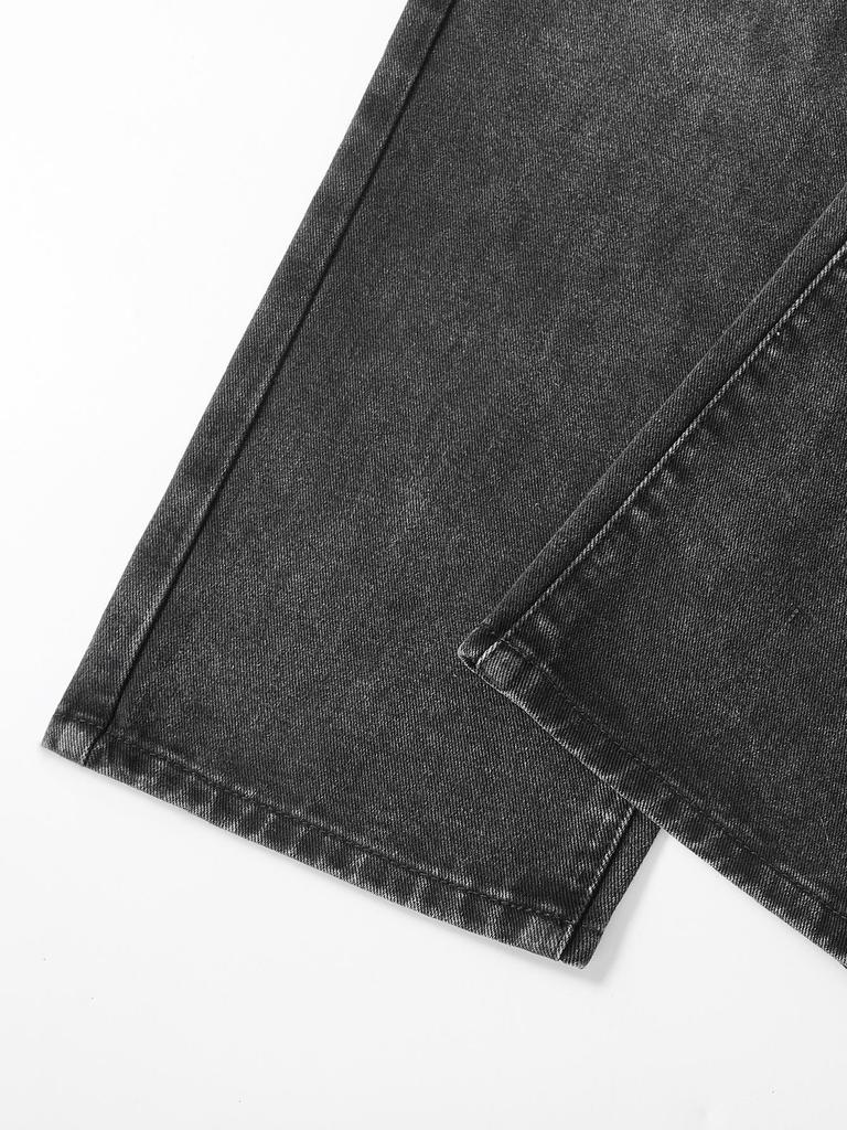 Teen Girls' Adjustable Waist High-Waisted Wide-Leg Jeans - Simple Design