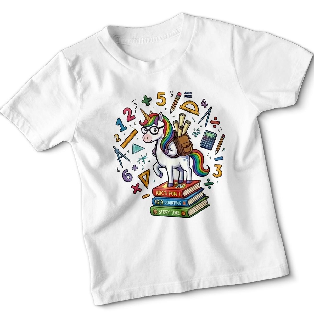 

Cute Unicorn ABCs Counting Learning Education Girls Kids T-Shirt Back To School 130