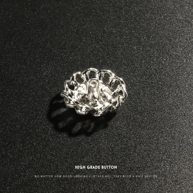 10Pcs Silver Button Women'S Clothes Jacket Fur Coat Diamond Decorative Metal Buttons High-End Button Accessories