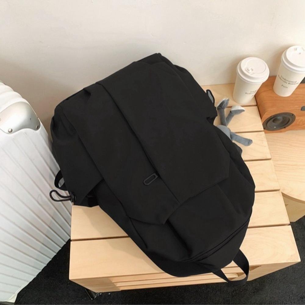 Fashion Nylon Computer Backpack Large Capacity Waterproof Student Schoolbag Zipper Solid Color Travel Shoulder Bag
