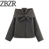 Za New Fall Women's Clothing 2025 Fashion Wind Stand Collar Detachable Scarf Cotton Jacket Outwear 8372278