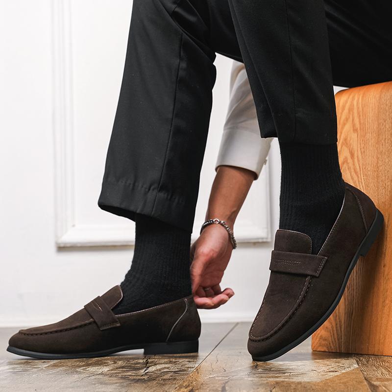 Fashion Designer New Arrival Black Brown Suede Leather Wedding Dress Shoes For Men Penny Loafter Zapatos Hombre