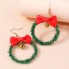Xmas Tree New Year Earrings Party Festival Wreath Circle Earrings  Women Girls