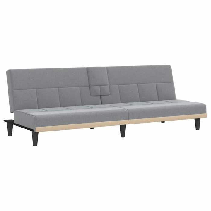 VidaXL Canapé-lit avec porte-gobelets gris clair tissu 351863