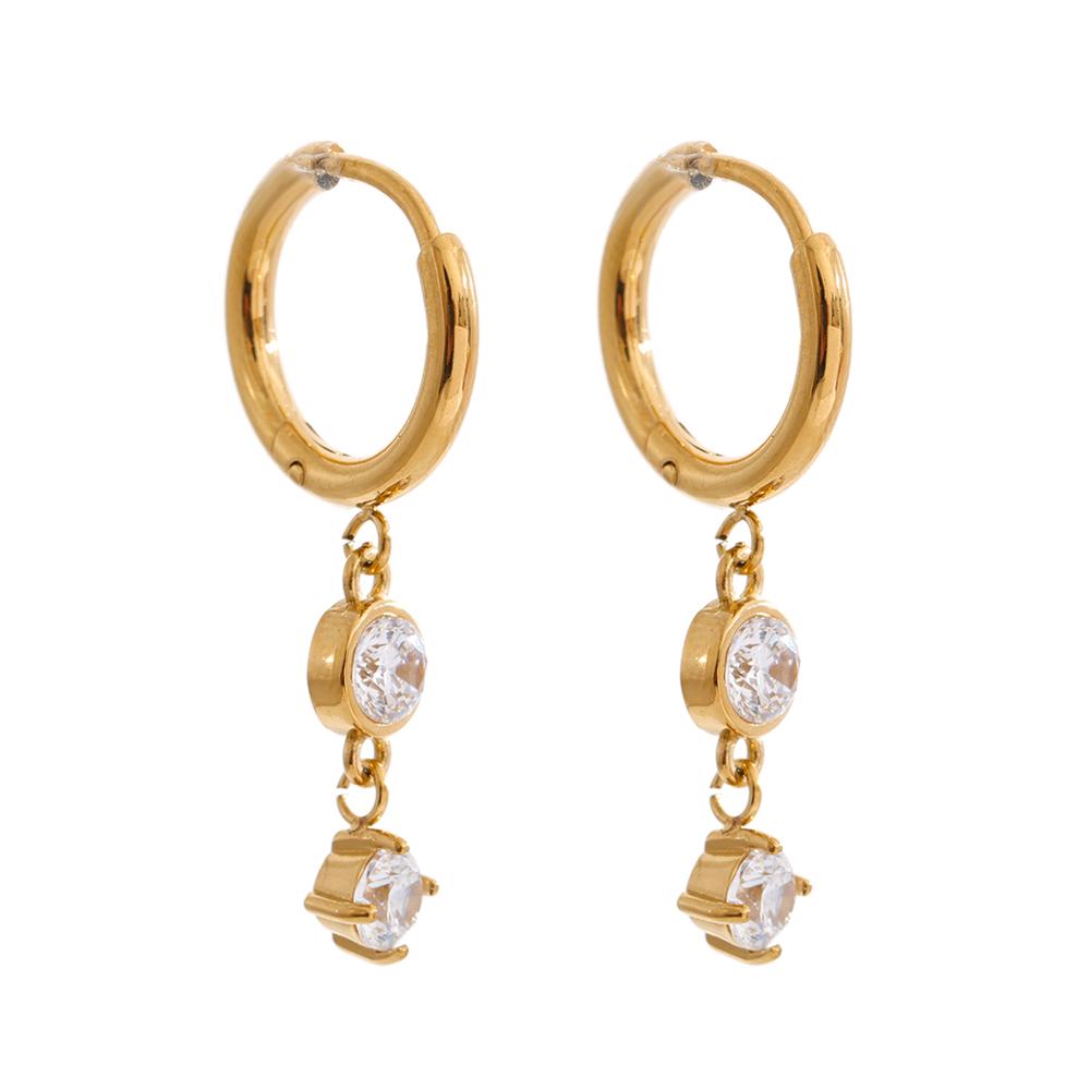 

Yhpup Delicate Cubic Zirconia Drop Hoop Earrings 16K PVD Plated Stainless Steel Charm High Quality Party Jewelry Recommend