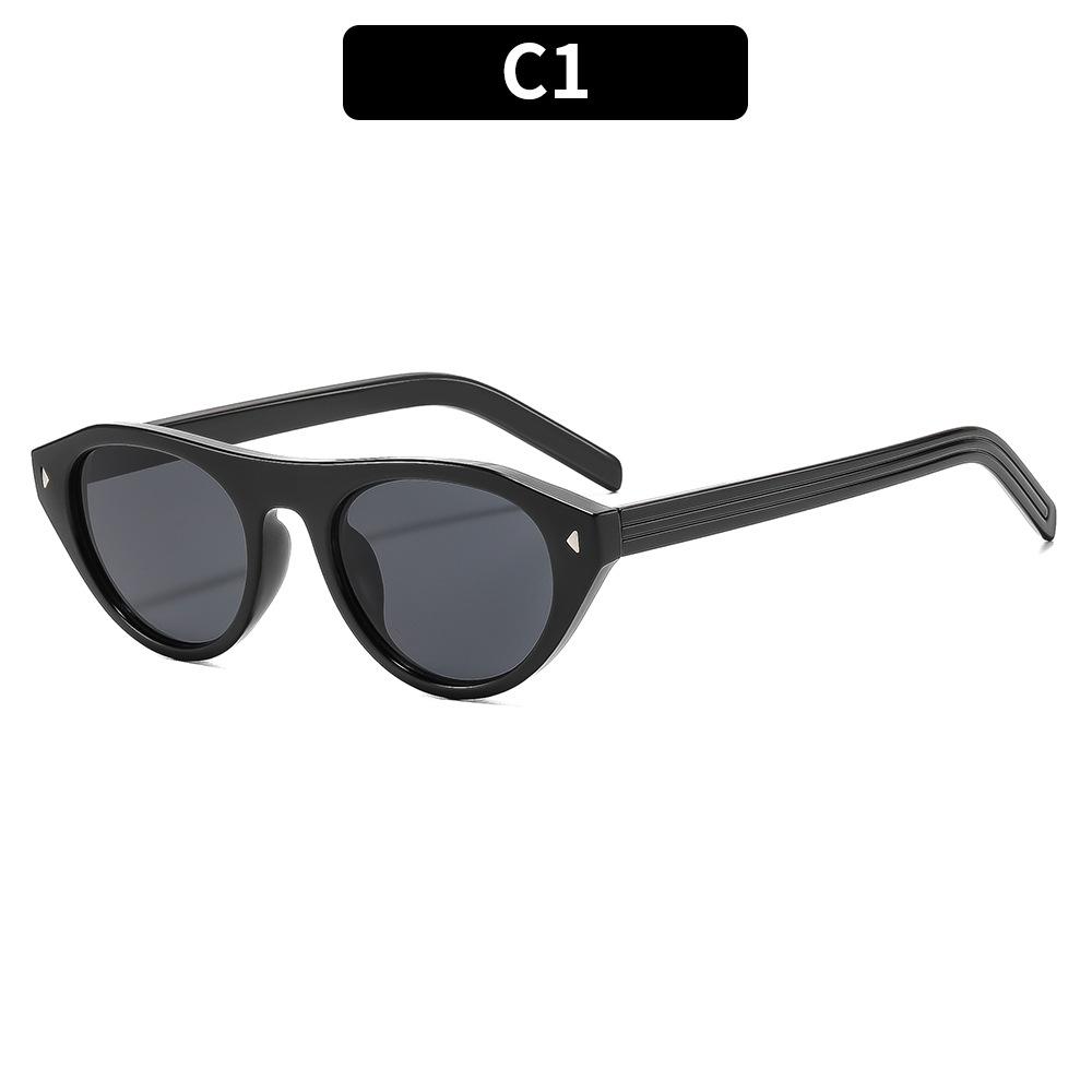 Cat S Eye Sunglasses Women S European And American Style Oval Sunglasses Uv-Proof Fashion Glasses New Black Sunglasses