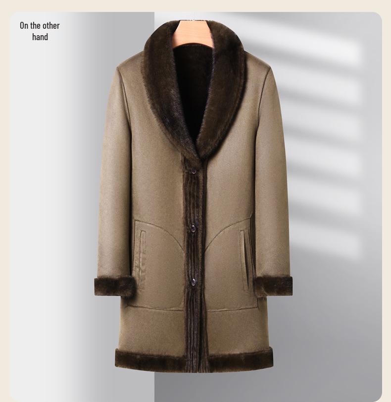 Wendbarer Nerz Herren Mittellanger Pelzmantel - 2025 Winter Revers Stil für Mittleres Alter Wärme