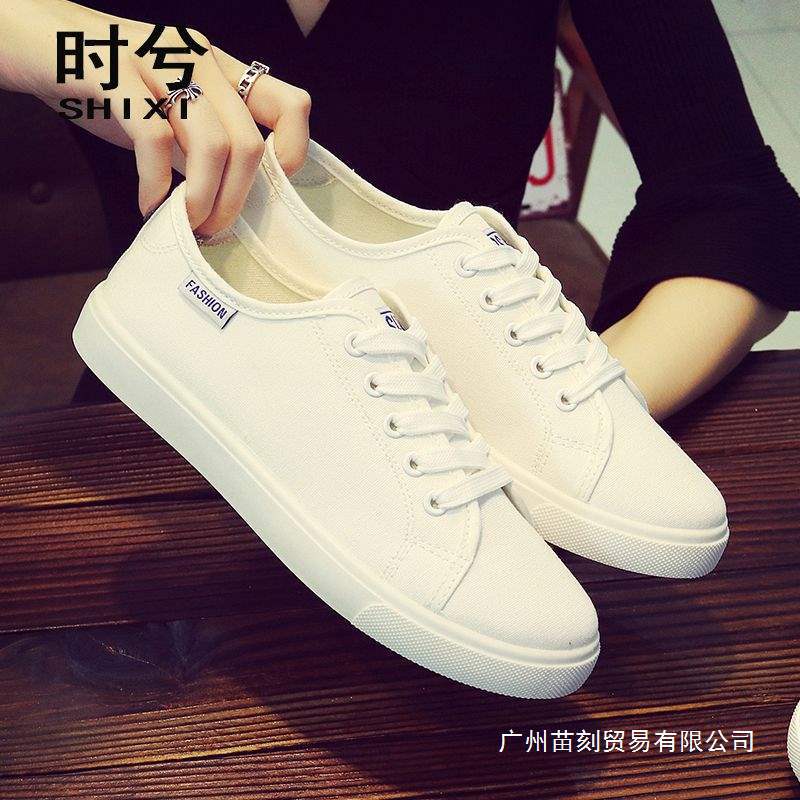 Segeltuchschuhe flache Sohle Schuhe Schnürschuhe weiße Stoffschuhe literarische und künstlerische Schuhe