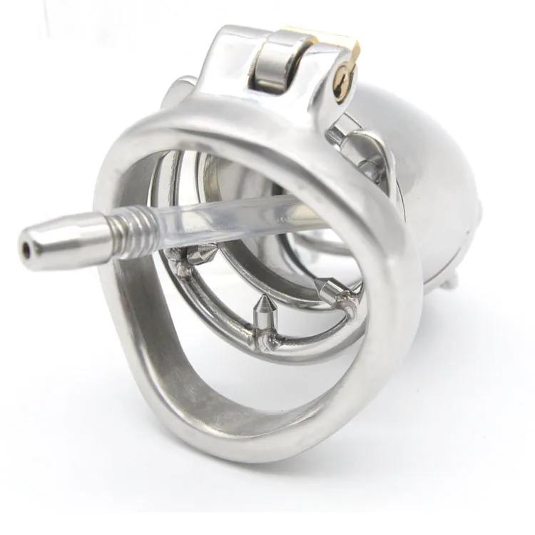 Stainless Steel Male Chastity Cock Cage Urethral Lock Penis Ring Dick Bondage Belt Sounds Catheter Erotic Sex Toys for Men 18+