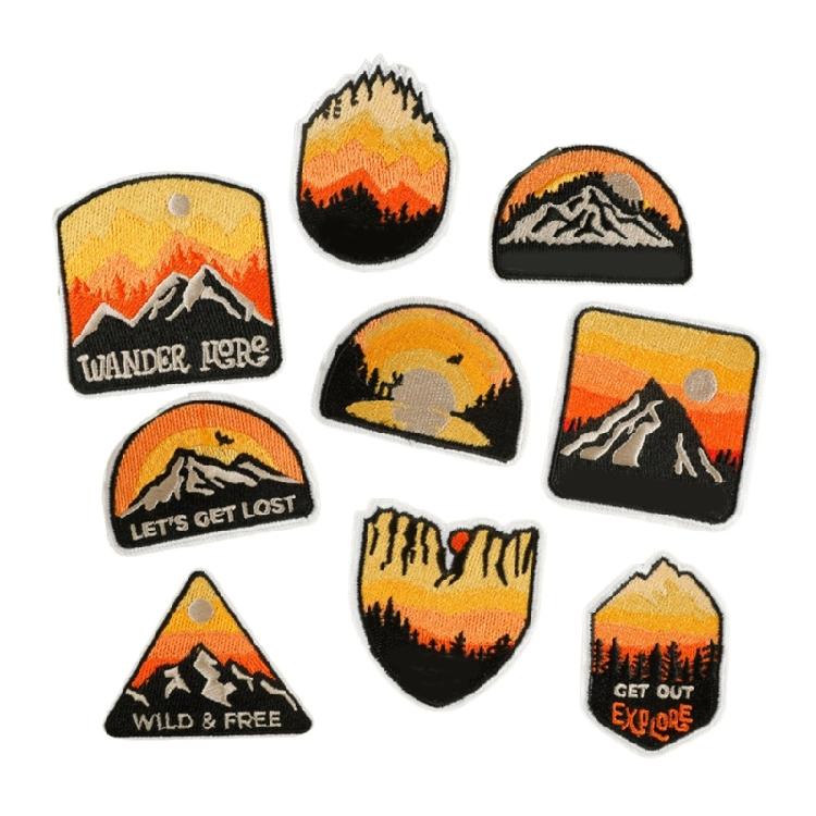 

9pack Unique Stylish Handmade Apparels Patches Scenic Mountain Patches for Unique Clothing and Accessory 1