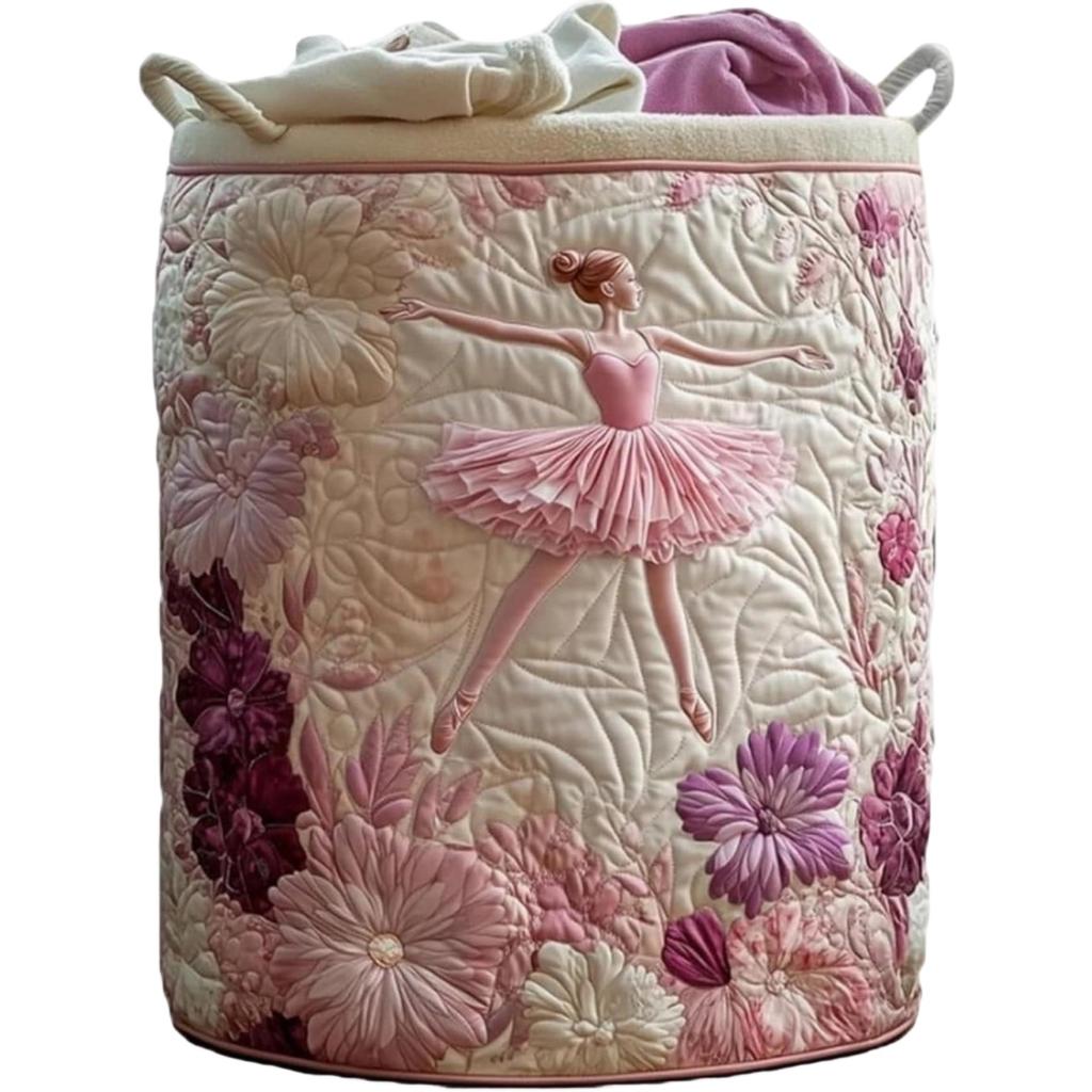 Large Quilted Laundry Storage Basket 51x71cm Durable Fabric Organizer with Handles for Clothes Toys and Household Items