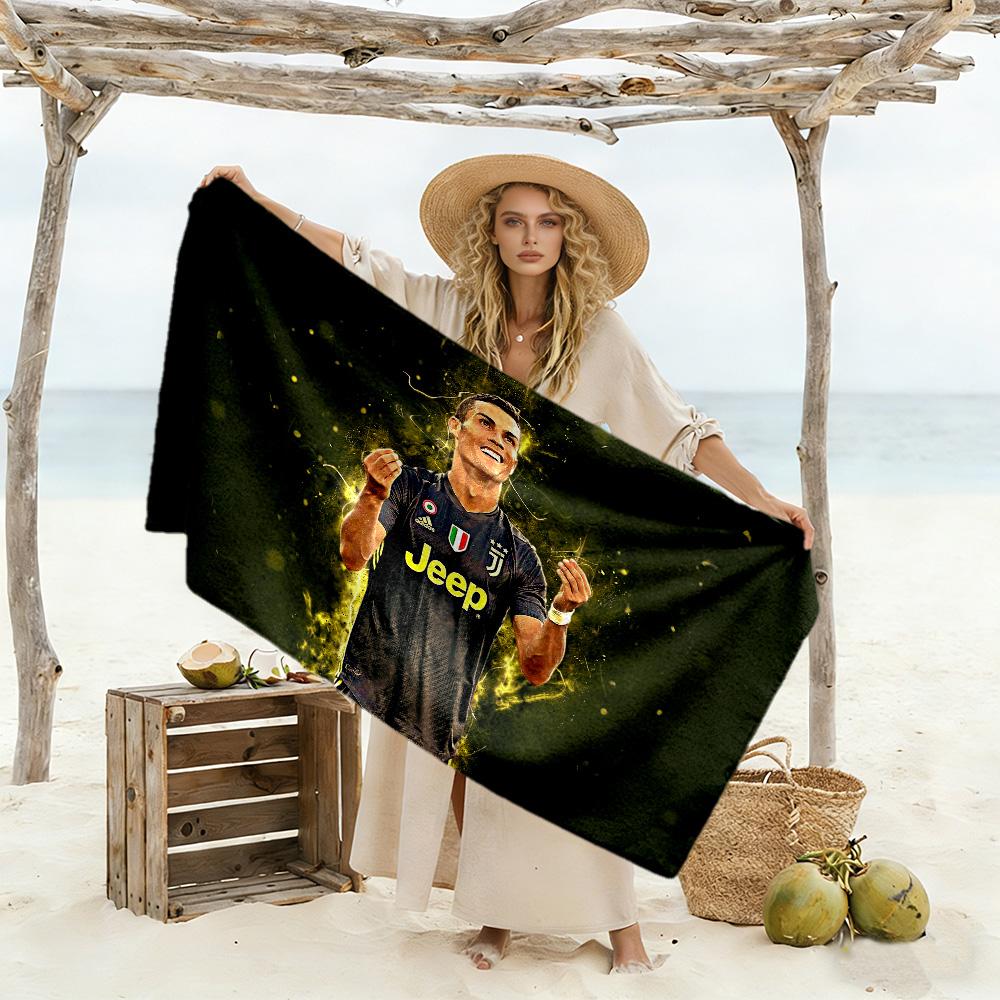 Ronaldo's Precision Kick Beach Towel Quick-Dry Soft Microfiber Comfortable Lightweight