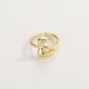 Adjustable Open Ring In 18K Gold Plated Copper With Q-Style Alphabet Letter Design Men Women