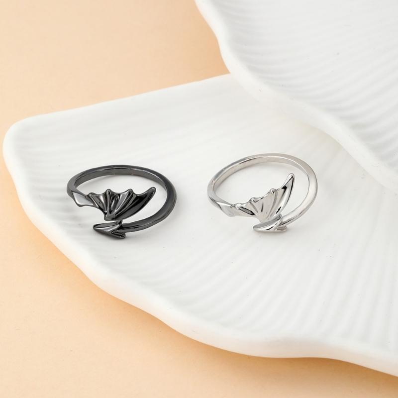 Unique Adjustable Gothic Wing Rings For Couples Angelic Devil Designs Alloy Open Jewelry Matching Accessory