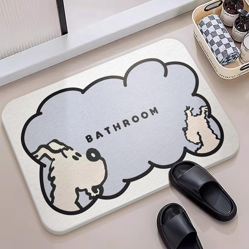 Cartoon hard diatom mud floor mat bathroom suction board non-slip quick-drying mat toilet door toilet floor mat foot mat
