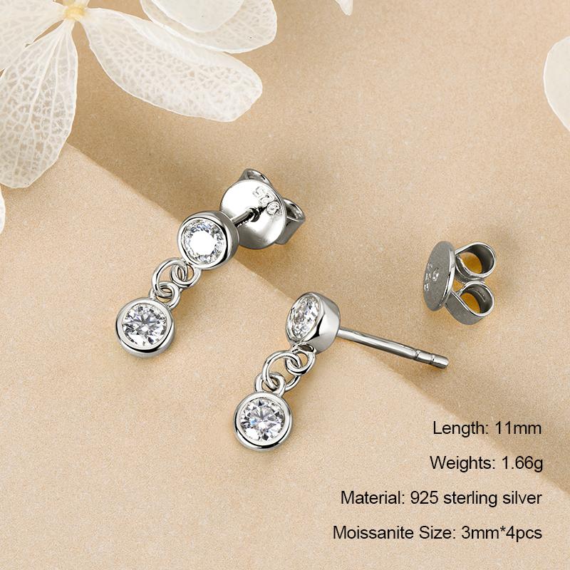 Anziw 925 Moissanite Star Tassel Drop Dangle Earrings for Women Real S925 Silver Studs Earrings Certified Fine Jewelry Gift Girl