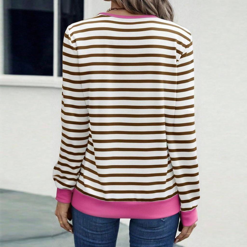 Damskie koszulki w paski z długim rękawem, dzianinowe topy z dekoltem w serek, casualowe dopasowane T-shirty, jesienne stylizacje