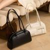 Temperament Korean Style Large-Capacity Bag Solid Color Handbag Retro Bag Minority Design French Style Zip Design Bag Outdoor