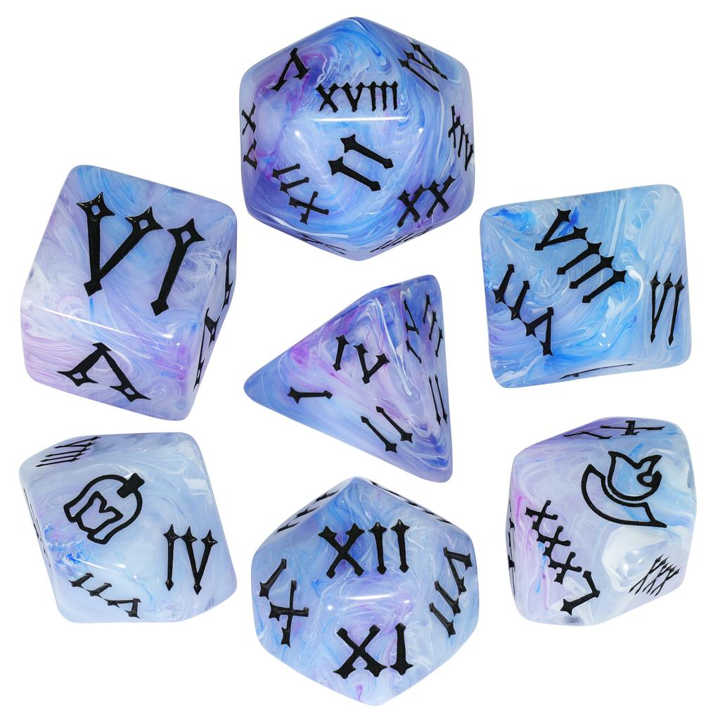 7pcs DND Dice Set Creative Design Roman Number Pattern Polyhedral Dice for Dungeons Game Role Playing Table Games
