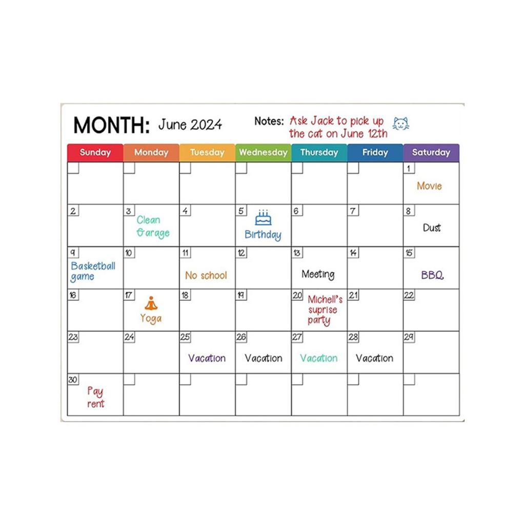 Refrigerator Sticker Magnetic Minimalist Message Sticker Schedule Calendar Month Set Convenient Sticker Menu Magnetic Whiteboard Sticker10ML