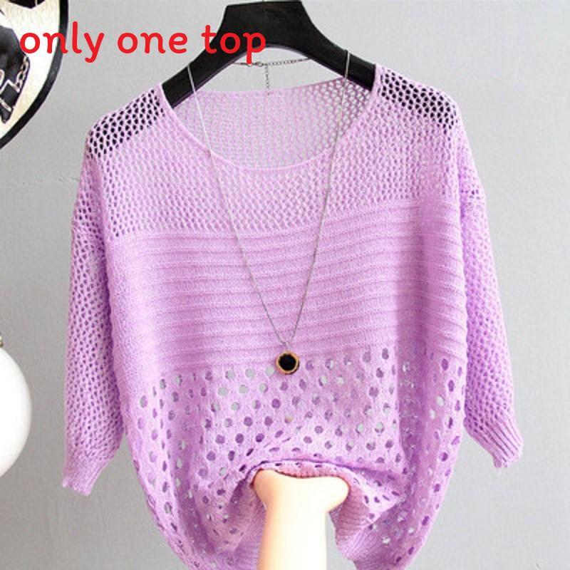 Summer Knit Sweater With Hollow Out Design For Casual Womens Wear
