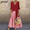Fashion Summer Spring Short Sleeve V-Neck Solid Color Print Casual Dresses