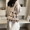 2026 New Handmade Woolen Knitted Bag for Women Summer Love Heart Underarm Shoulder Bag Chic Casual Tote 1pc
