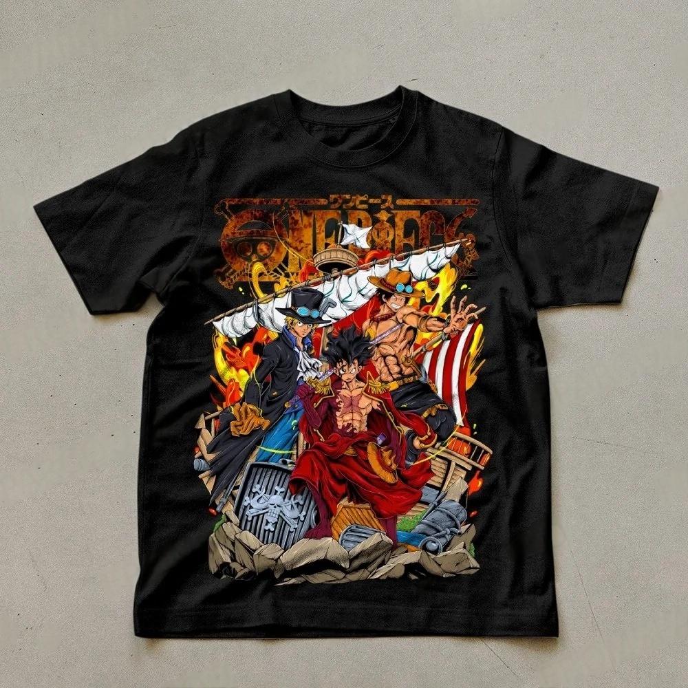 

One Piece Men s T-shirt Monkey D. Luffy Portgas D. Ace Summer Anime Autumn Boy Children s Short-sleeved Casual Parent-child Wear 4XL