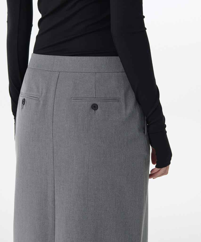 Musinsa Standard Woman Women'S Straight Maxi Skirt [Melange Gray]