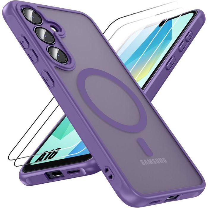 Protective Case - BOOLING - Samsung Galaxy A16 4G/5G - Purple - Shockproof - 2 Tempered Glass