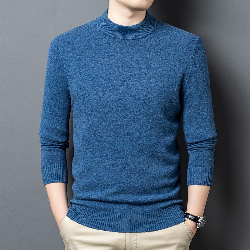 

Men s High-Quality Wool Sweater: Autumn/Winter, Half-High Collar, Thick, Loose Fit, Business Casual Knit for Middle-Aged. 2XL (155-170 lbs)