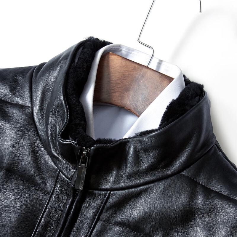 Men's Premium Shearling Collar Sheepskin Leather Down Jacket