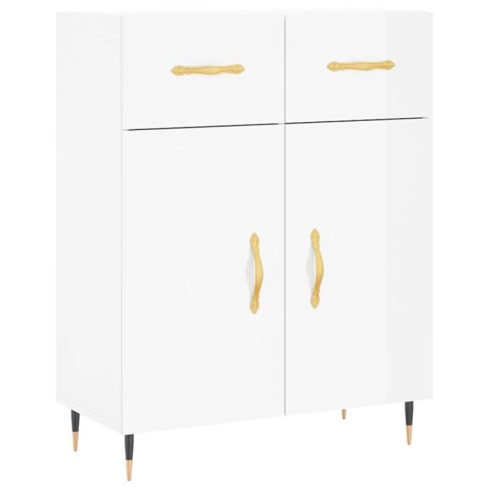 VidaXL Buffet Blanc brillant 69,5x34x90 cm Bois d'ingénierie 827958