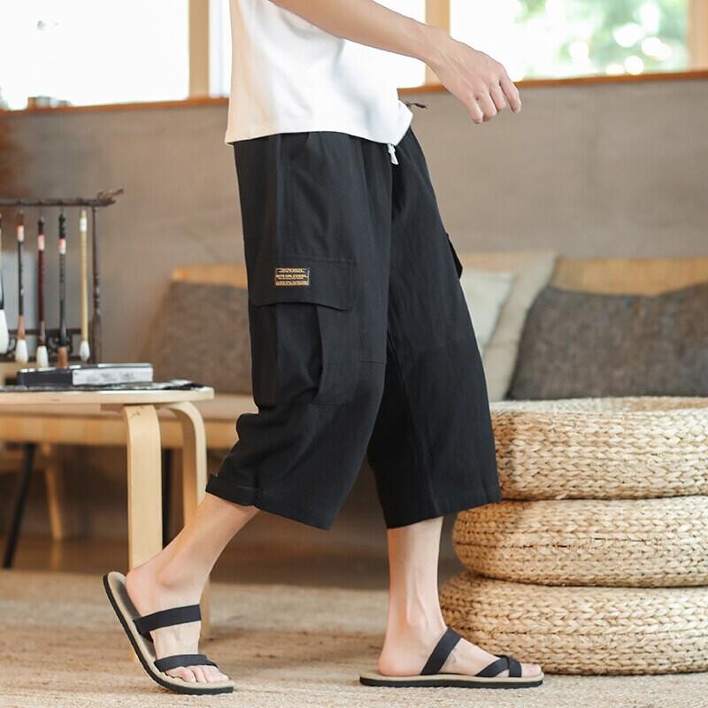 

2025 Streetwear Мужские Женские Шорты-Карго Летние Мужские Винтажные Брюки Y2K с Эластичной Талией Мужские Повседневные Мешковатые Широкие Брюки Длиной До Икры 3XL чёрный