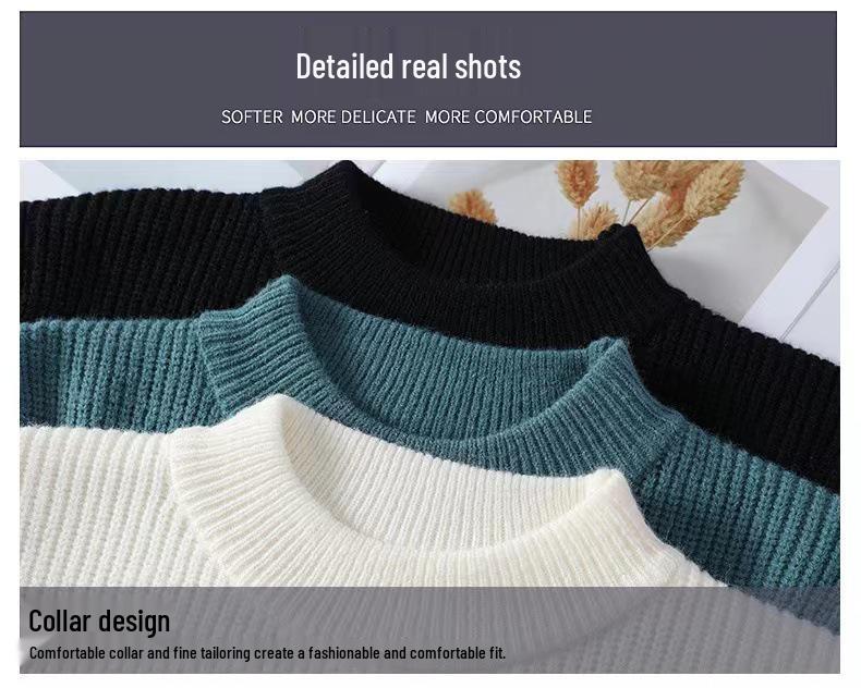 Men's Trendy Contrast Color Winter Knit Sweater - Loose, Warm, and Stylish Base Layer