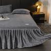 Jednobarevná sukně na postel Sametová pokrývka na postel na zimu Chrániče matrací šetrné k pokožce roupa de cama Domácí přehoz na postel (Žádný povlak na polštář)