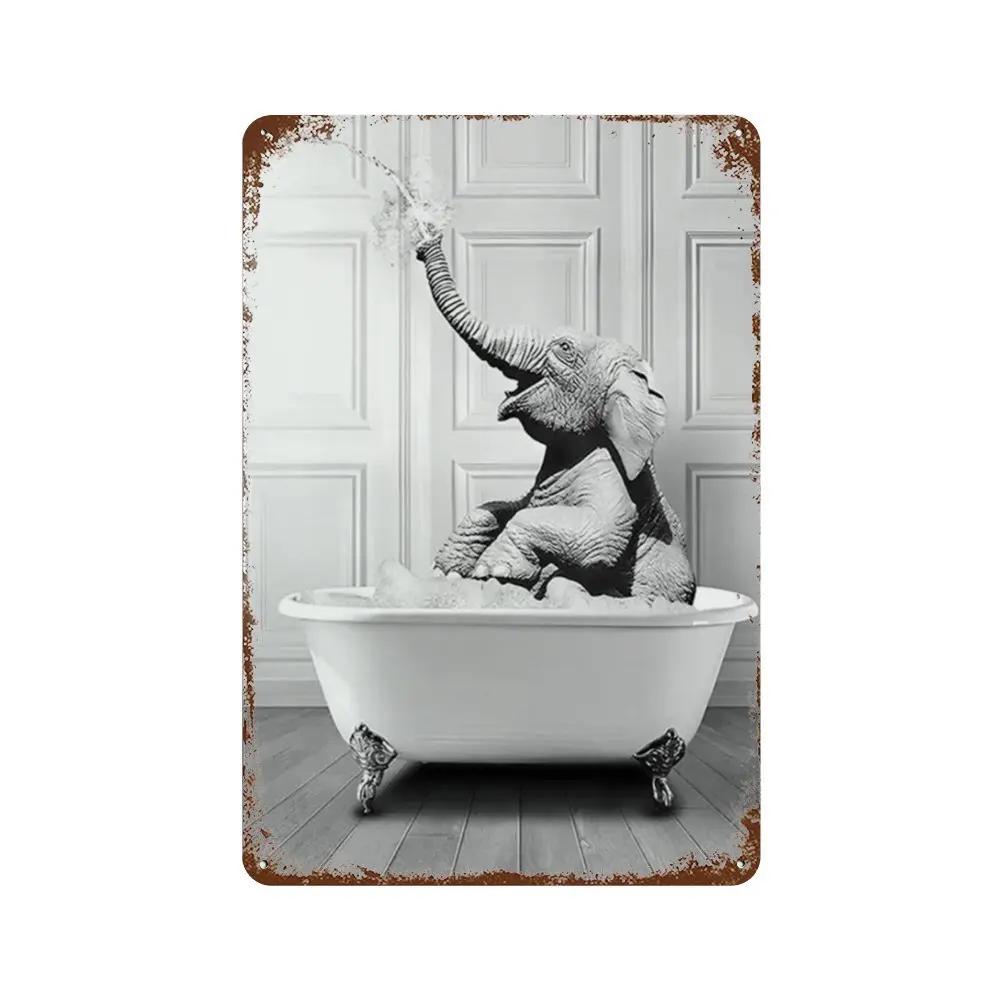 Funny Animal Posters Metal Tin Sign Plaque Dog Monkey Reading Newspapers Decorative Plates For Toilet Bathroom Wall Art Decor