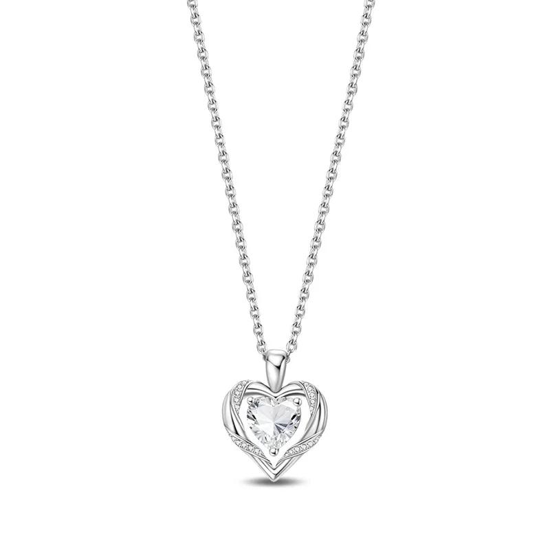 925 Silver Diamond Pendant Necklace Shiny Key Gem Heart Shaped Pearl Cross Lucky Chain for Women Fine Jewelry Gifts