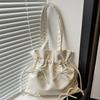 Aesthetic Armpit Bag for Women Girls Bows Shoulder Bag Handbag Student School Bag PU Leather Underarm Bag Bucket Bag  White
