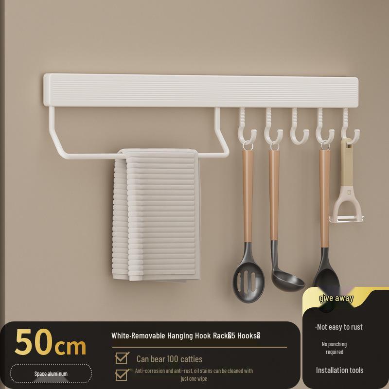 Multi-Functional Wall-Mounted Kitchen Hook Rack for Utensil Storage