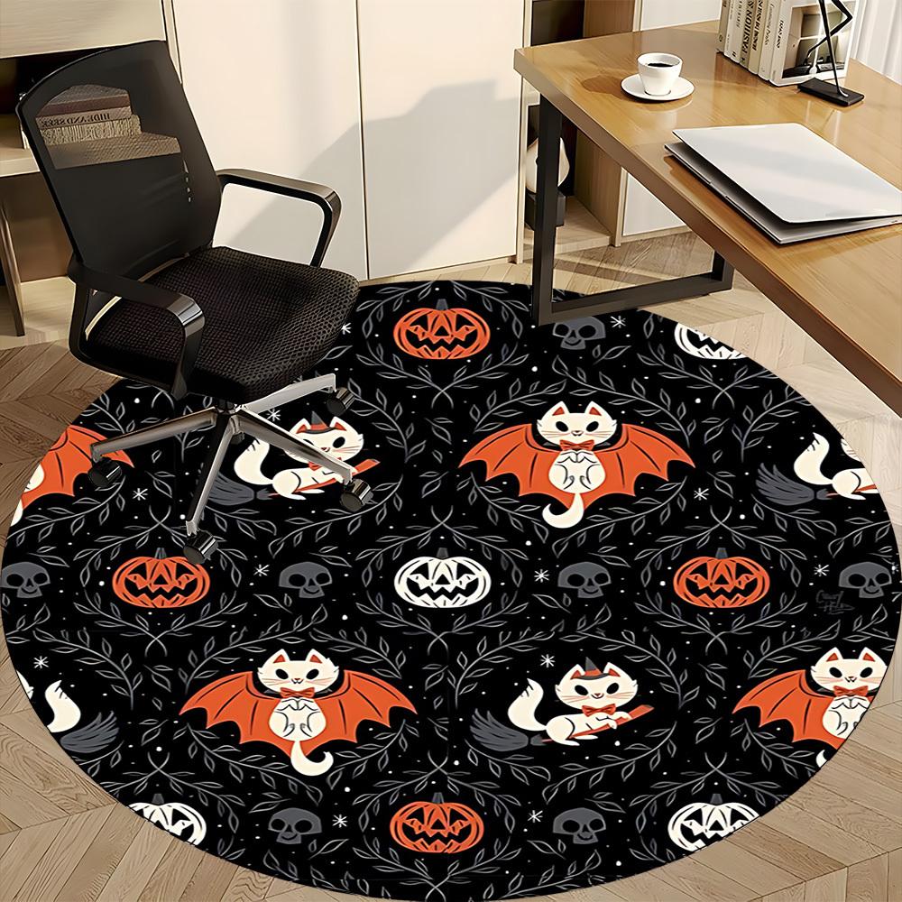 1pc Halloween Cats Office Round Area Rug, Under Office Chairs Bedroom Living Room Home Decor, Room Deco
