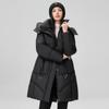 Women's windproof stand-up collar hooded fluffy warm warm cold loose medium-length casual sports jacket high quality fabric cotton jacket coat