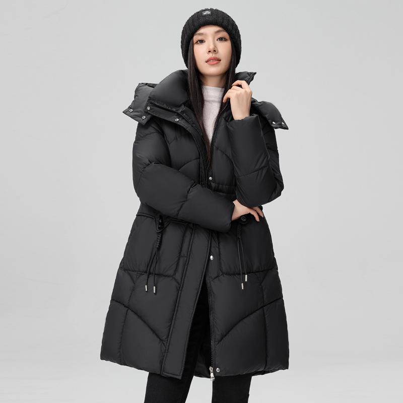 Women's windproof stand-up collar hooded fluffy warm warm cold loose medium-length casual sports jacket high quality fabric cotton jacket coat