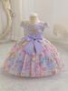 Girls' Puff Tulle Princess Dress with Bowknot for Birthdays & Events