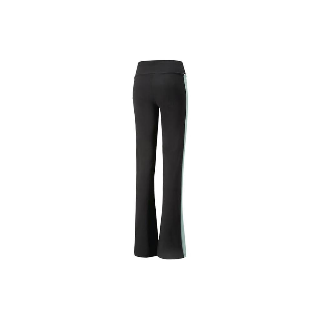 Puma X Dua Lipa Co-Branded Spliced Letter Logo Embroidered Knit Flared Pants Women Bottoms Black 536629-01