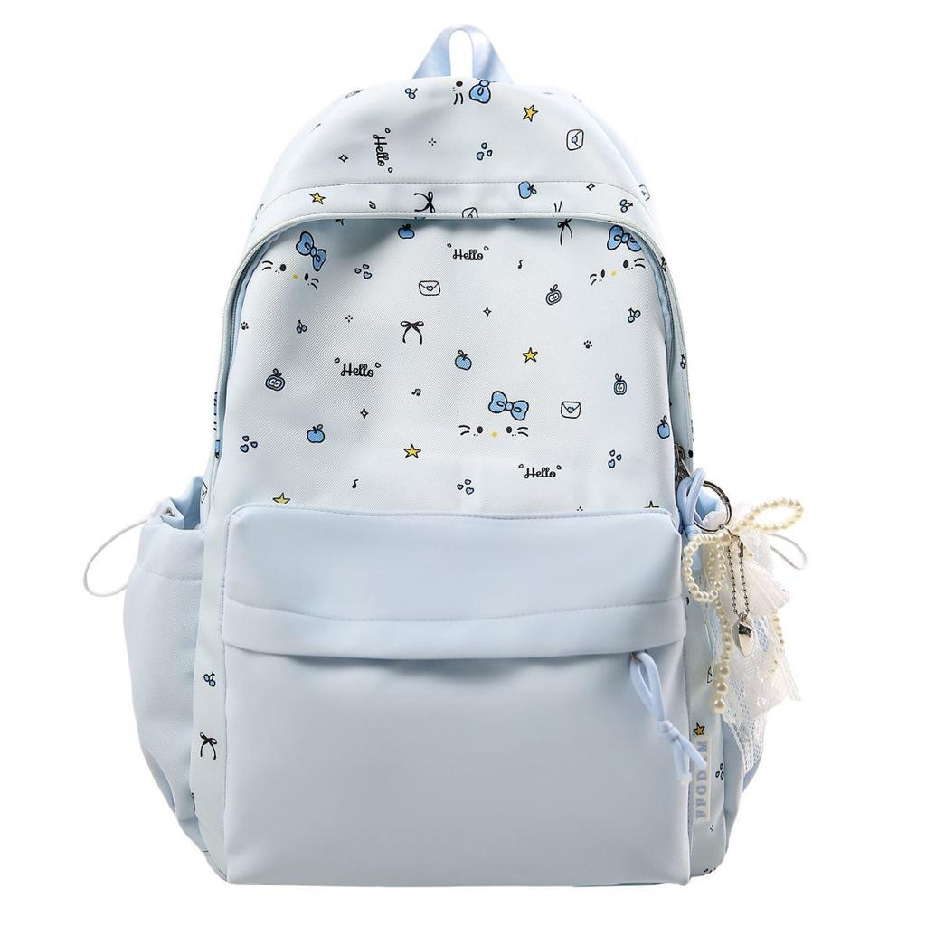 Schoolbag Korean version ins Cartoon Hello Kitty Backpack Women's Large Capacity Cute Doodle Student School Bag Sweet Versatile Backpack