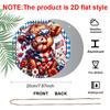 2D Flat, 1pc Patriotic Highland Cow Metal Wall Decor - Flag Colors (Red, ) - Heavy-Duty Aluminum Plate - Round Decoration for 4th of July, Father'S